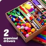 Dan&Darci Arts and Crafts Vault - Craft Supplies Kit in a Box - Birthday Gift for Kids Ages 4 5 6 7 8 9 10 11 & 12 Year Old Girls & Boys - Crafting Set Kits - Gift Ideas for Kid Art Activity Gifts