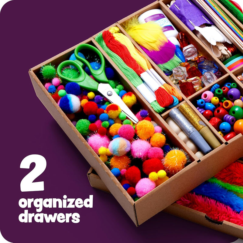 Dan&Darci Arts and Crafts Vault - Craft Supplies Kit in a Box - Birthday Gift for Kids Ages 4 5 6 7 8 9 10 11 & 12 Year Old Girls & Boys - Crafting Set Kits - Gift Ideas for Kid Art Activity Gifts