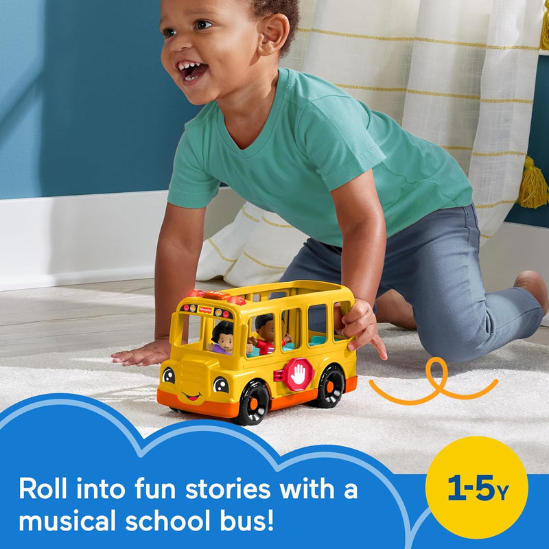 Fisher-Price Little People Toddler Toy School Bus with Lights, Music and Figures for Pretend Play Ages 1+ Years