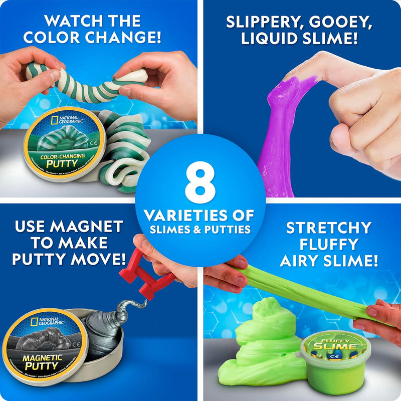 National Geographic Mega Slime Kit & Putty Lab STEM Science Toy for Boys and Girls with 8 Varieties