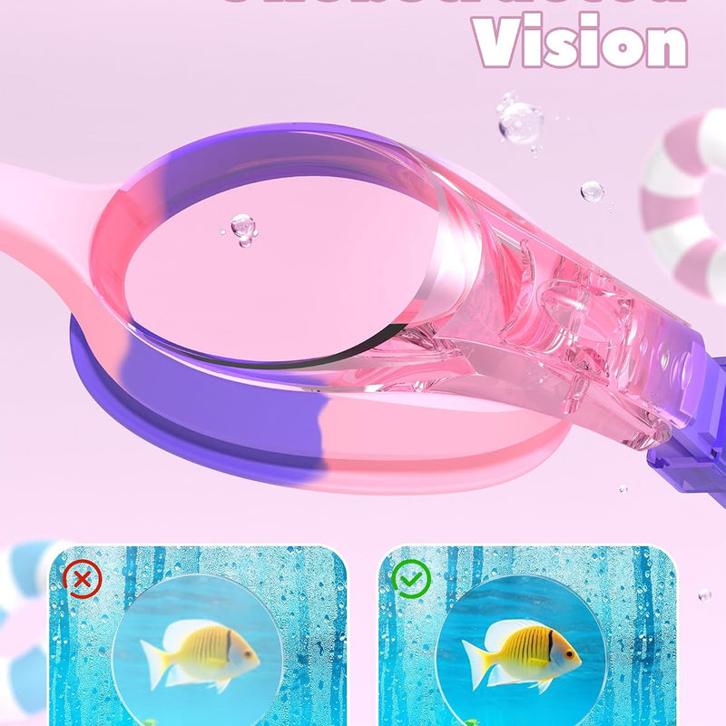 findway Kids Swim Goggles, Kids Swimming Goggles Anti-fog No Leaking Girls Boys for Age 3-12
