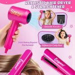 Cleboen Hair Styling Doll Head for Girls, Pretend Play Beauty Salon Makeup Kit with Hair Dryer, Straightener & Real Nail Polish, 35PCS Hair Accessories Playset, Birthday Gifts for Girls Age 4-6 6-8