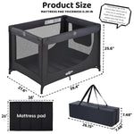Pamo Babe Pack and Play Portable Baby Crib Foldable Playard Leightweight Travel Playpen for Tooddlers and Infant Black