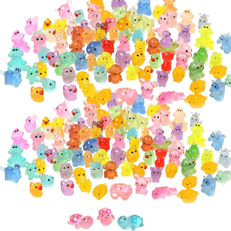 Mini Resin Ducks Tiny Animals Various Small Animals Dog, Rabbit, Turtle, Chick, Bird Glow in The Dark for Garden Micro Landscape Potted Dollhouse Decor（Random Style）