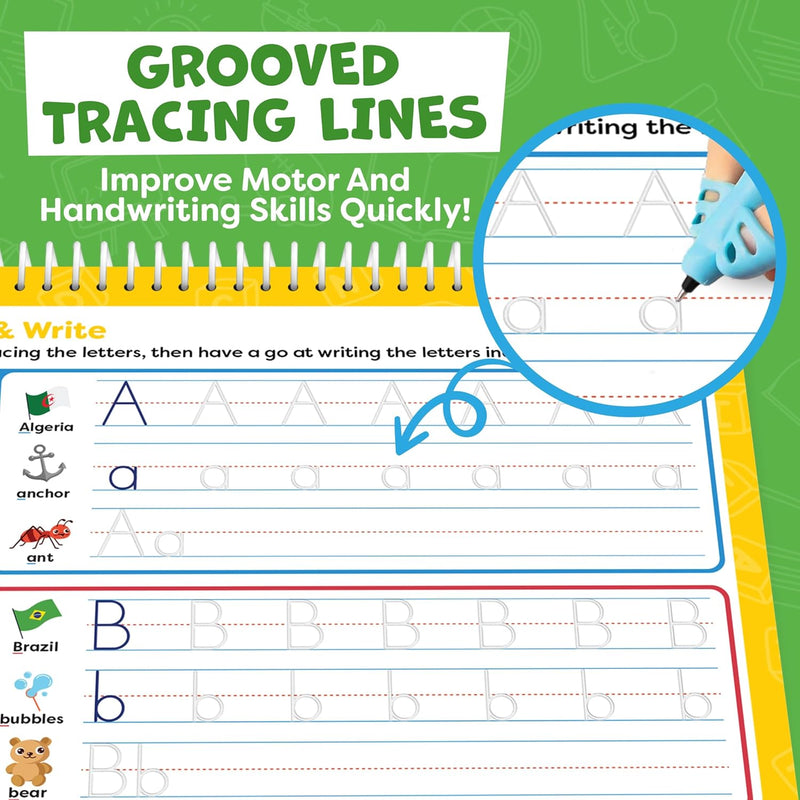 Magic Grooved Writing Practice for Kids Age 3-5 - Handwriting Practice for Kids 5-7