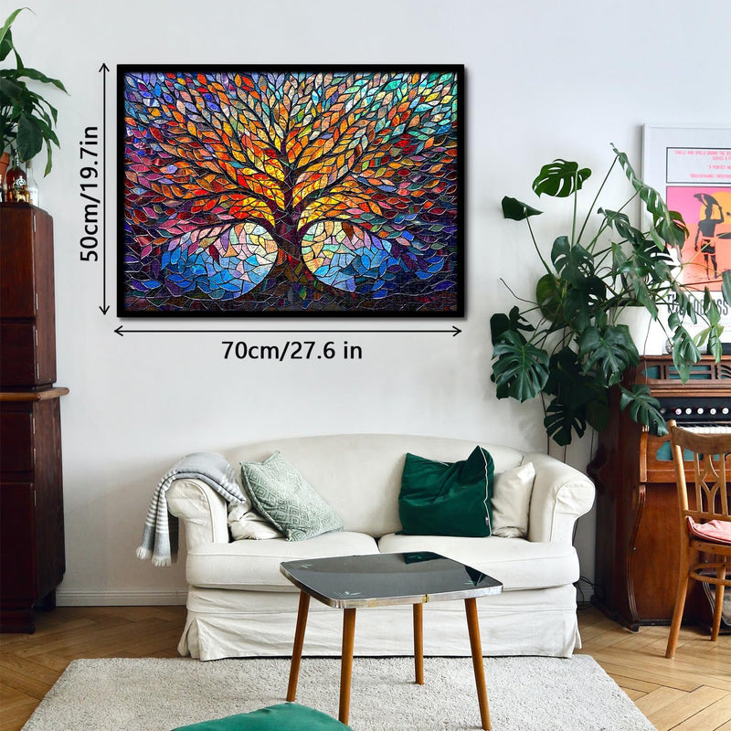 PICKFORU Stained Glass Puzzle Tree of Life, 1000 Piece Jigsaw Puzzle for Adults