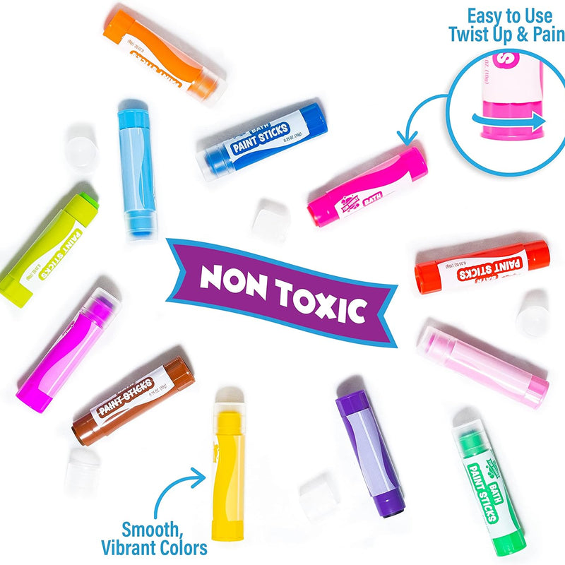 Tub Works® Bath Paint Sticks™ | Nontoxic, Washable Bathtub Paint for Creative Kids & Toddlers