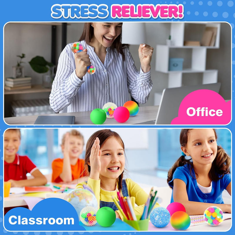6 Set Squishy Sensory Stress Squeezing Balls forAdults: Best Calming Tool to Relieve Anxiety, Vent Mood and Improve Focus, Easter Basket Stuffers for Kids, Goodie Bag Stuffers