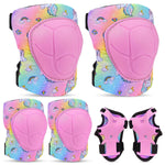 Fioday Kids Knee Pads Set with Adjustable Elbow Pads and Wrist Guard for Roller Skates Cycling Skateboard, 3-8 Years, Rainbow Unicorn