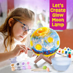 Paint Your Own Moon Lamp Kit, 3D Moon Night Light, Crafts for Kids Age 4-12 | Arts and crafts kit for kids ages 8-12, space art supplies, birthday gifts for boys and girls 4-12, kids painting kit