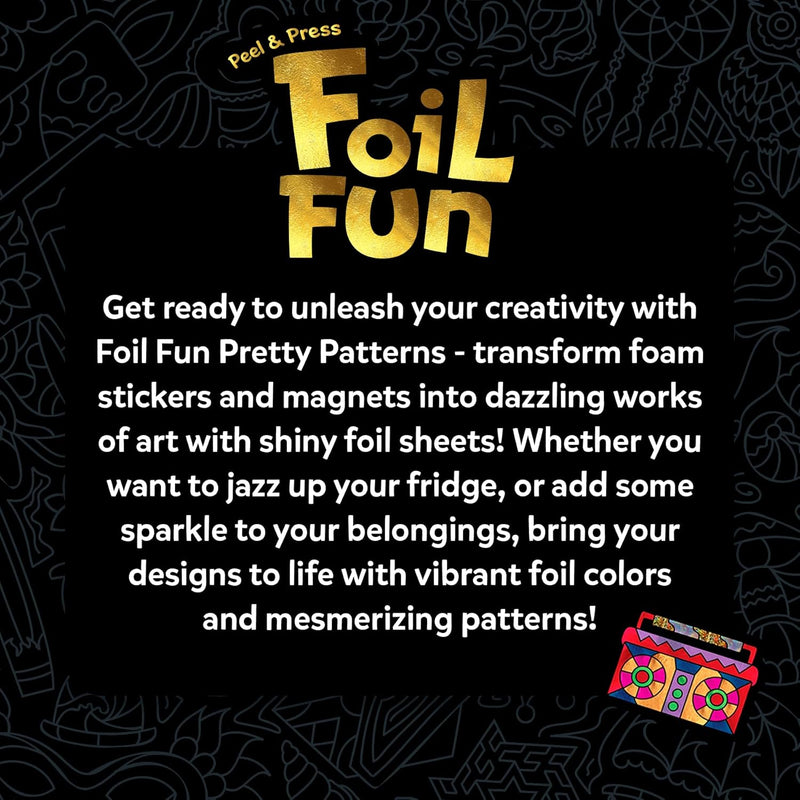 Skillmatics Foil Fun Pretty Patterns, Foil Art, Gift for Tweens & Adults | Travel Toys, Craft Kit, 18 DIY Magnets, 60+ Foam Stickers, Fine Motor Skills, DIY Mess-Free Activity, Screen-Free