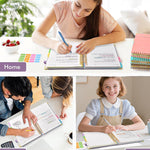 Spiral Notebook Journal with Removable Dividers Tabs, 300 Pages Hardcover Leather 5 Subject College Ruled Notebook, 8"x10" Large B5 Lined Journal for Women Men, Spiral Notebooks for Work School,Purple