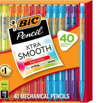 BIC Xtra-Smooth Pastel Mechanical Pencils with Erasers, Medium Point (0.7 mm), Bulk School Supplies for Students and Teachers, 40-Count Pack