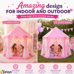 Orian Princess Tent for Kids, Toddler & Kids Pink Play Tent Indoor & Outdoor Princess Castle Fort for Girls and Toddlers Ages 2-7, 55”x53”, LED Star Lights, Children’s Toys and Gifts for Girls