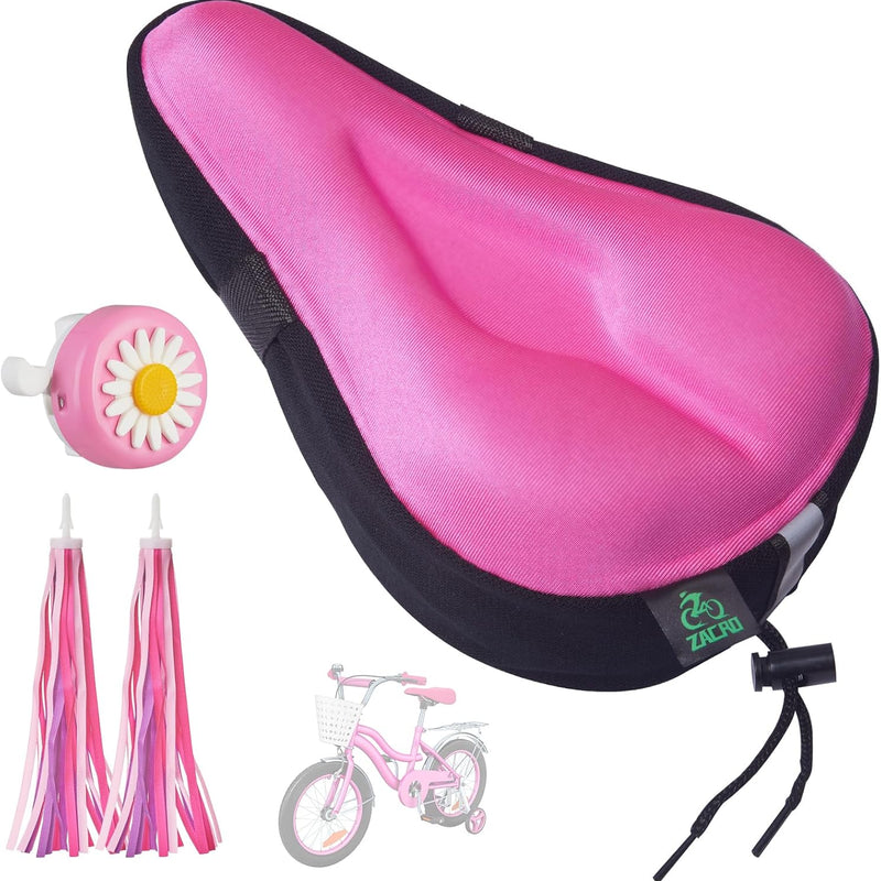 Zacro Gel Kids Bike Seat Cover, Anti-Slip Child Bicycle Saddle, 9x6 inches, Soft Memory Foam, Reflective Strip