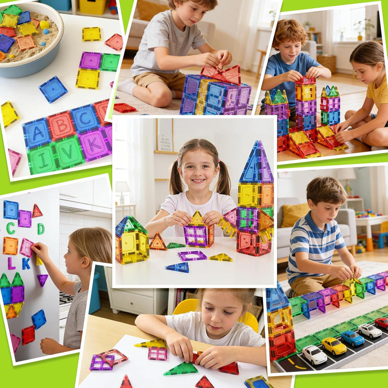 Coodoo Magnetic Tiles Starter Pack for 3+ Year Old Kids, 40PCS, Safe Creativity Toddler Toy with Carrying Bag