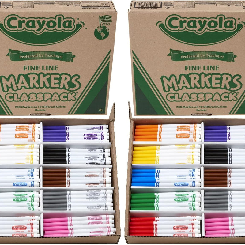 Crayola Fine Line Markers Classpack (200ct), Teacher Classroom Must Haves & Essentials, Bulk Kids Markers For Preschool, Kindergarten, Elementary School