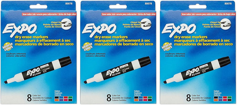 EXPO Dry Erase Markers, Low Odor Ink, Chisel Tip, 8 Count - Whiteboard, Calendar, Organization, Essential Supplies for Office, School, Classroom, Teachers