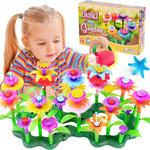 FUNZBO Girl Flower Garden Building Toys Set for Age 2-6 Years Old, STEM Montessori Educational Toy with Sorting & Stacking Spring Gardening Set