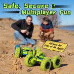 Threeking 4WD stunt RC car with soft lights, green, for kids ages 6-12, unique gift