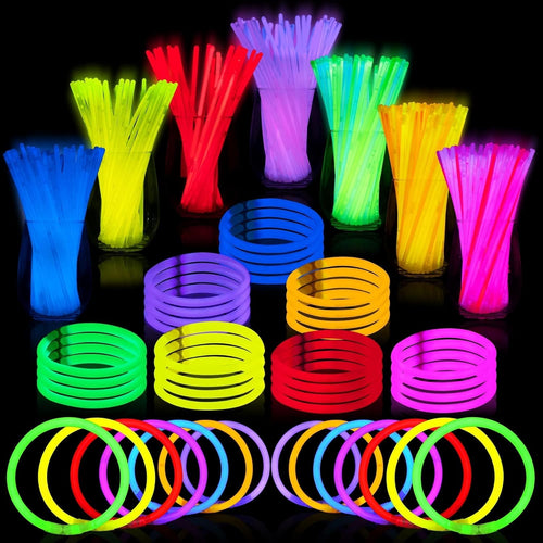 JOYIN 100-Pc 8" Glow Sticks Party Favors, Neon Glow Necklaces & Bracelets for Easter, Football, Birthday Decor