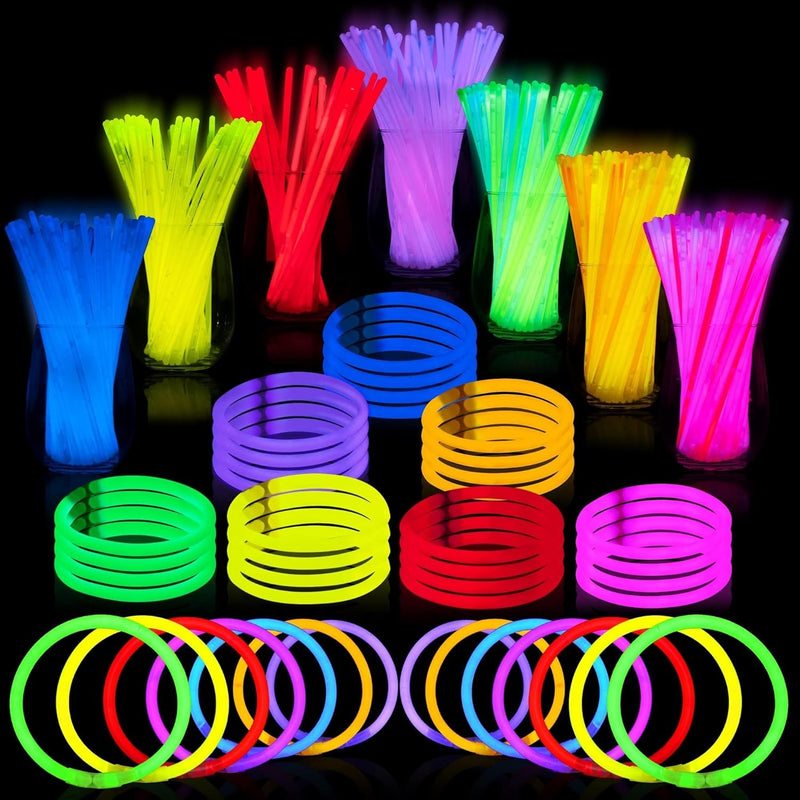 JOYIN 100-Pc 8" Glow Sticks Party Favors, Neon Glow Necklaces & Bracelets for Easter, Football, Birthday Decor