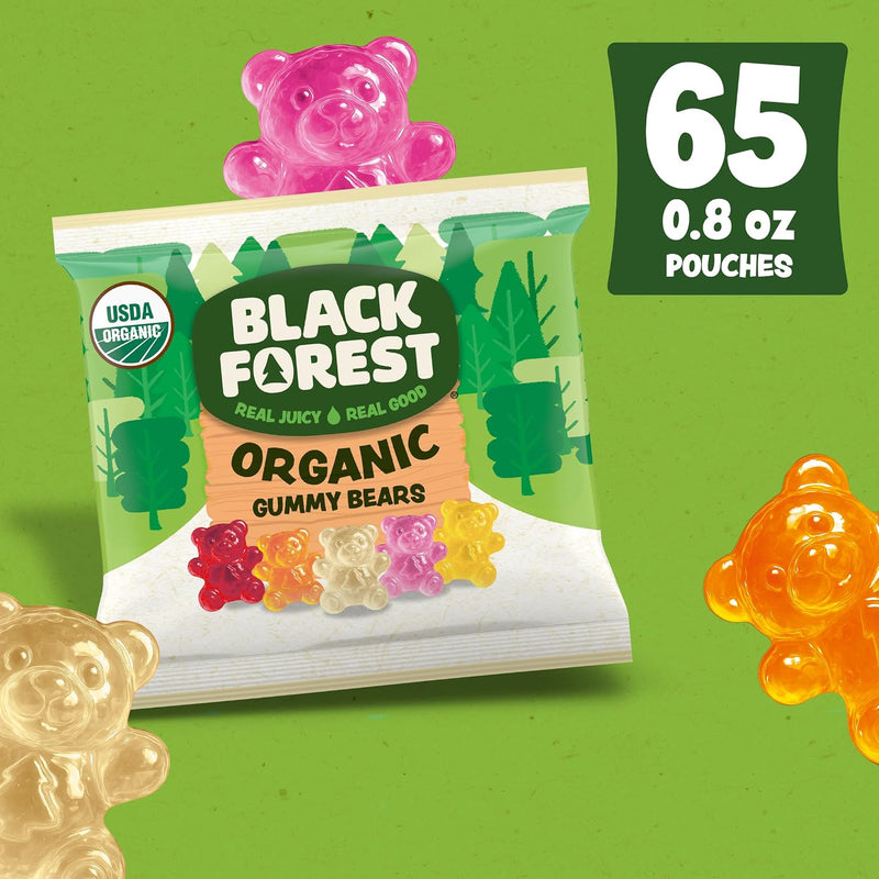 Black Forest USDA Organic Gummy Bears - 65 Pouches - .0.8Oz Each