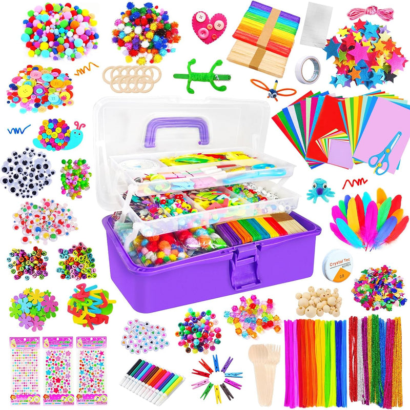 Itopstar 3000 Kids Arts and Crafts Supplies for Kids Crafting Supply in 3 Layered Plastic Art Box All in One Ages 8 9 10 11 & 12 Year Old Girls & Boys Crafting Supply Set