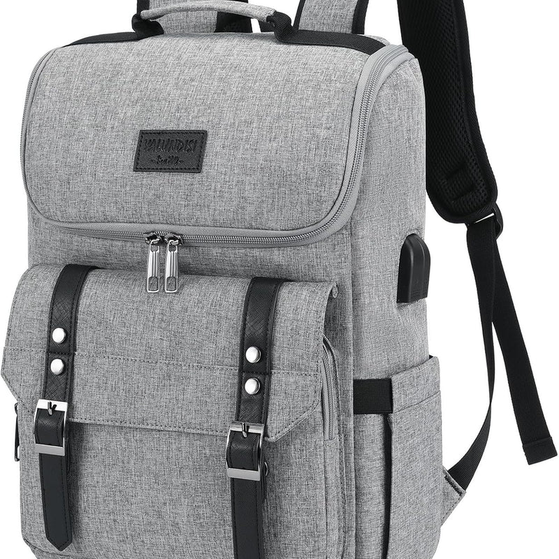 YALUNDISI Vintage Backpack Travel Laptop Backpack with usb Charging Port for Women & Men College Backpack Fits 15.6 Inch Laptop Black
