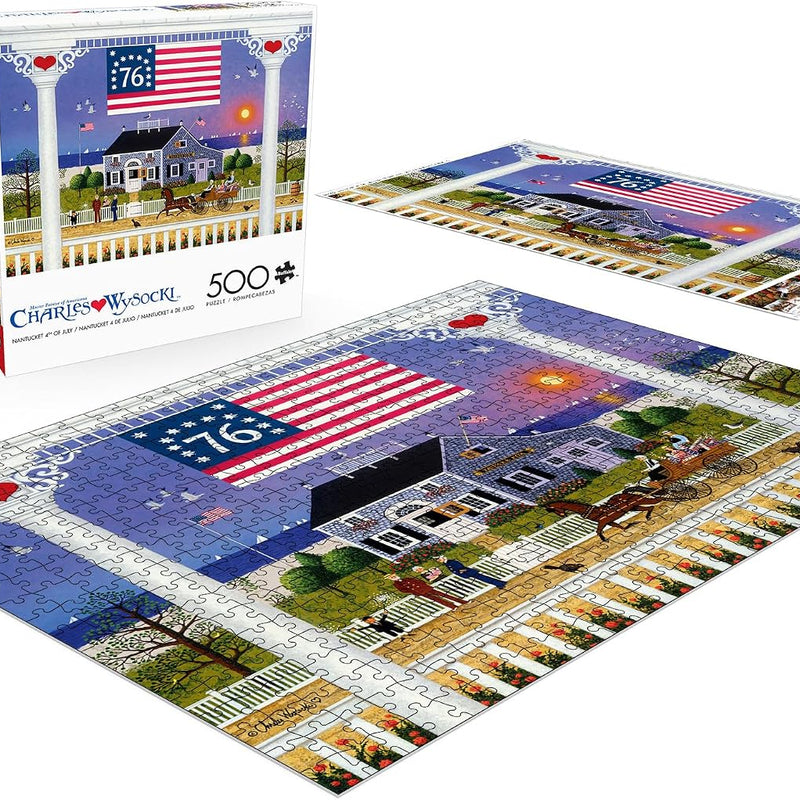 Buffalo Games Charles Wysocki Nantucket Jigsaw Puzzle - 500 Piece, 21.25 x 15 in - Reference Poster - Jigsaw Puzzles for Adults - Patriotic Art
