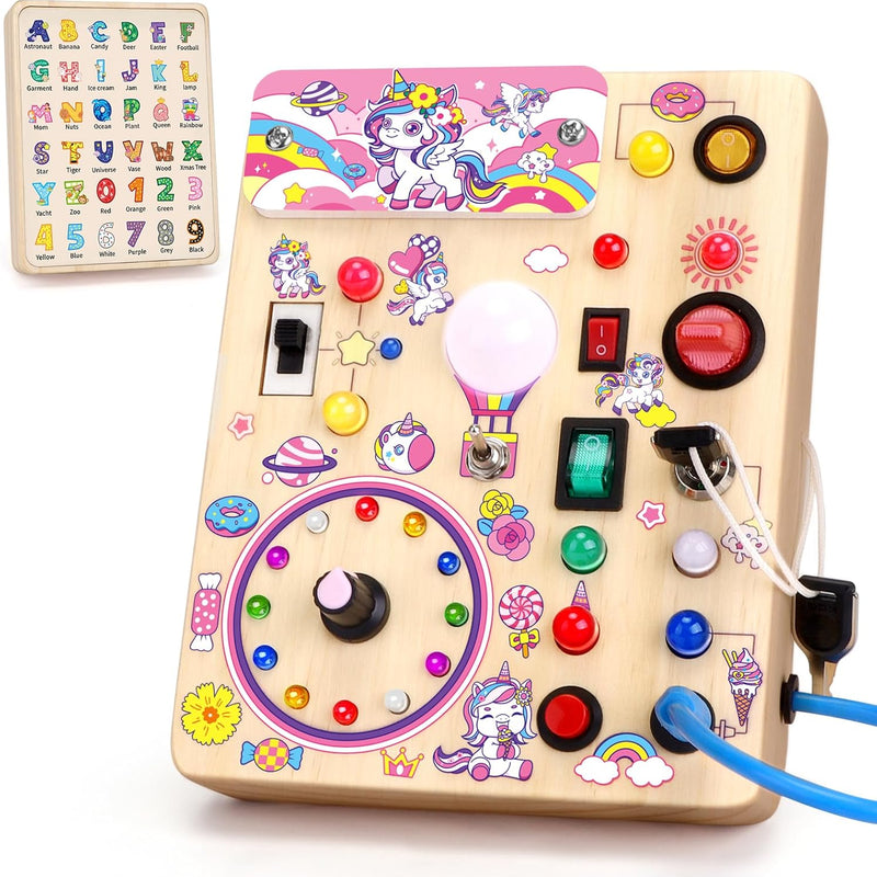 Grarain Busy Board: Montessori Educational Toy for 1-3 Year Olds, Sensory Learning Activity for Autism