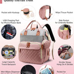 Diaper Bag with Changing Station, Waterproof 3 in 1 Diaper Backpack with Foldable Changing Pad, Large Travel Backpack for Mom & Dad, Baby Gift for Baby Girl & Boy, Pink-Grey