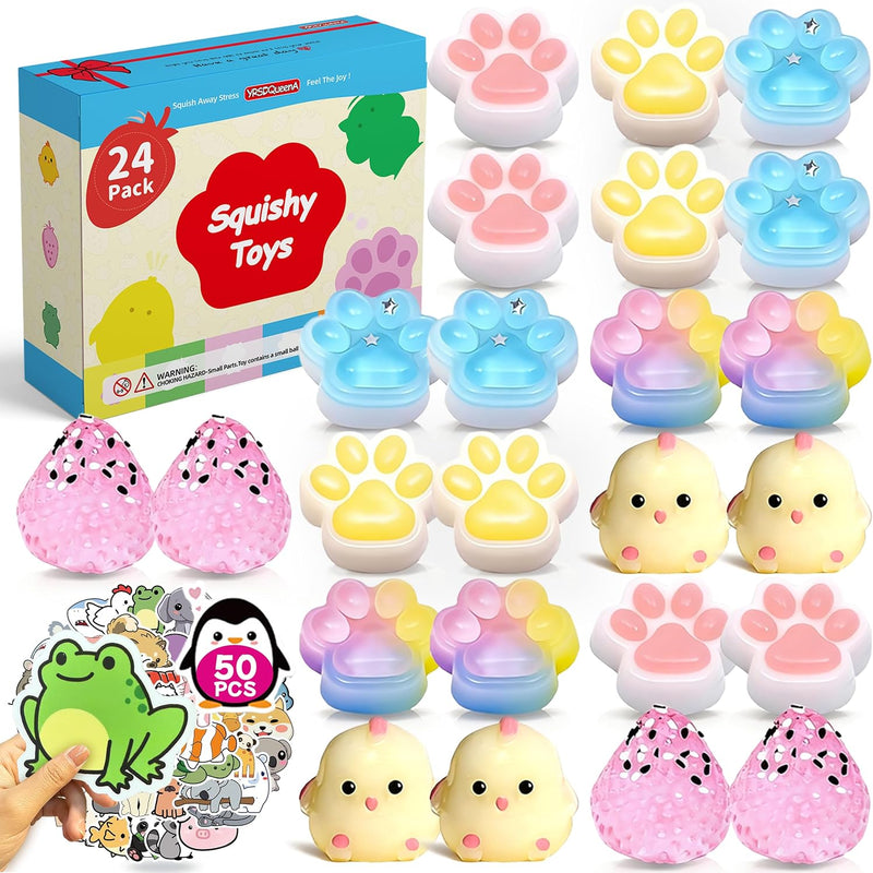10 Pack Taba Squishy Toys kit with Toy Box & Cute Stickers, Kawaii taba Squishies Stress Relief Toys Party Favors for Kids 4-8 8-12, Squishy Fidget Toys for Kids , Birthday Gifts Toys for Girls 8-10