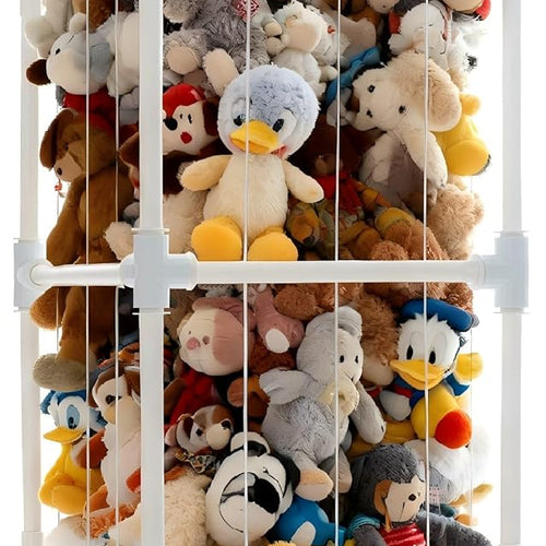 Large Stuffed Animal Storage Organizer, Creative PVC Stuffed Animals Storage Zoo Cage, Vertical Space Saving Large Capacity Plush Toy Zoo Holder for Kidroom Playroom-White