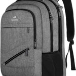 MATEIN Travel Laptop Backpack, 17 Inch Work TSA Approved Carry on Backpack, Large Computer Business Bag for Men Women with Trolley Sleeve and Anti Theft Pocket, College School Rucksack Book Bag, Grey