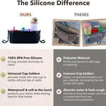 Silicone Stroller Organizer with Cup Holders, Waterproof & Easy-Clean, BPA-Free Caddy with Phone Pocket & Storage, Universal Anti-Slip Straps Fit UPPAbaby, Bugaboo, Nuna, Doona & Most Strollers