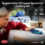 Build the iconic LEGO Speed Champions Bugatti Vision Gran Turismo Hyper Sports Car, a legendary ride for kids aged 9+, with a Bugatti driver minifigure.