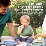 KeaBabies Silicone Baby Spoons Self Feeding 6-12 months, 3-Pack (Slate) | Large Scoop, Baby Led Weaning Utensils, First Food Training Spoon, Toddler, Kids Eating Essential, Dishwasher-safe, BPA-Free
