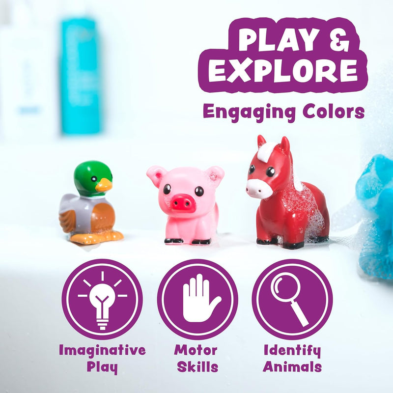 Tub Works Barnyard Mold-Free Bath Toys: Sealed, Soft & Squeezable Farm Animal Toys for Toddler Bath Time