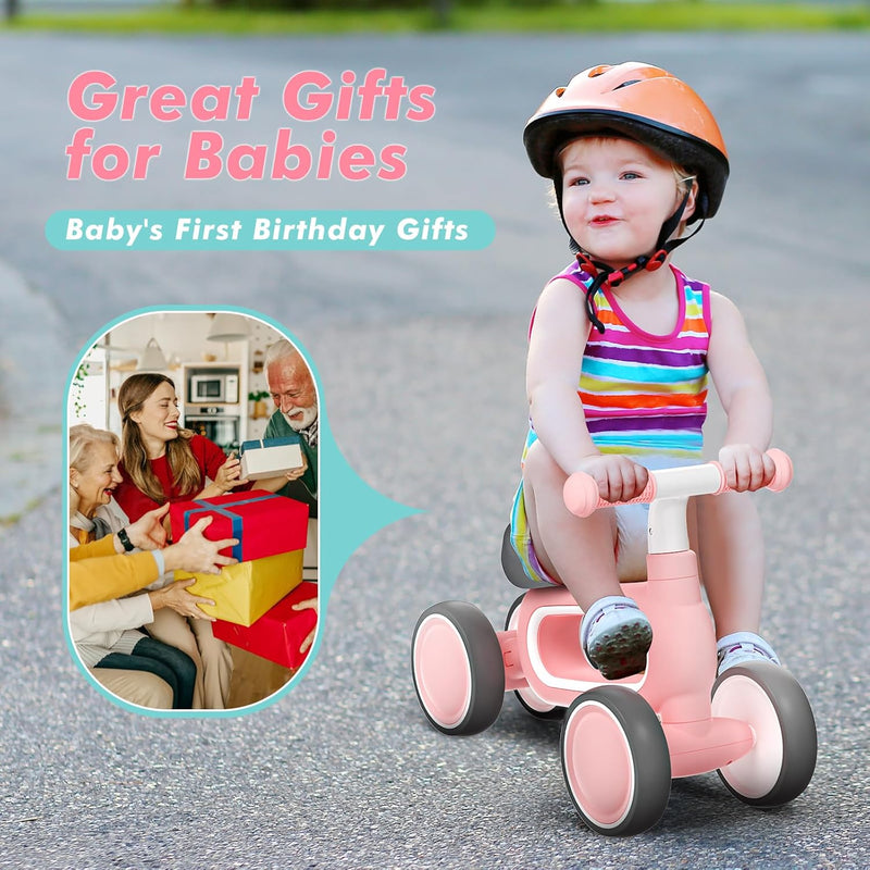 DRAMATION Baby Balance Bike, 10-12 Months, No Pedal Toddler Bike with Silence Wheels, 1st Birthday Gift, Ride On Toys for Boys Girls