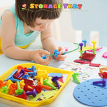 Peg Board Toy Set 73pcs DIY Building Stacking Toys for Kids 3-6 Years Old STEM Educational