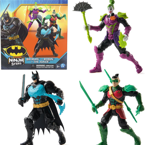 DC Comics, Batman Ninja Strike 6" 3-Pack Battle Set Action Figures with Pop-Out Ninja Accessories, Super Hero Kids Toys for Boys and Girls Ages 3 & Up