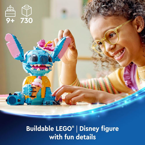 LEGO Disney Stitch Toy Building Kit, 432 Pieces, 9+ Year Old Kids, Buildable Figure, Ice Cream Cone, Fun Gift