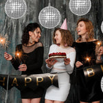Silver Disco Balloons 10PC Set 10in & 18in Round Balloons 70s 80s Theme Party Decorations