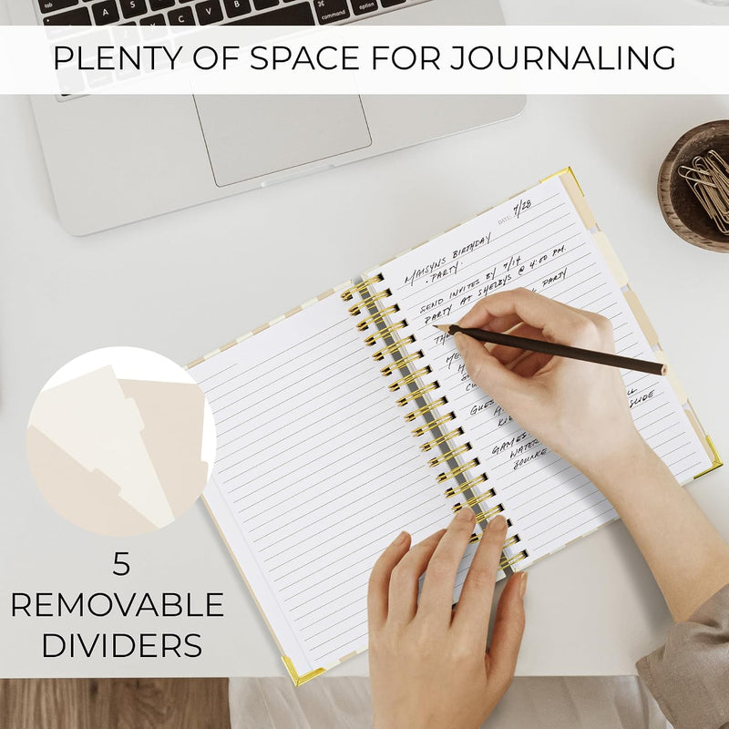 Aesthetic Thick Spiral Notebook With Tabs - Premium Journal For Women Size B5 - College Ruled Note Book With 300 Lined Pages and Dividers - Perfect For Writing And Staying Organized at Work or School