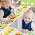 Benresive Wooden Toddler Puzzles, 6pcs Animal Montessori Toys for 1-3 Year Olds