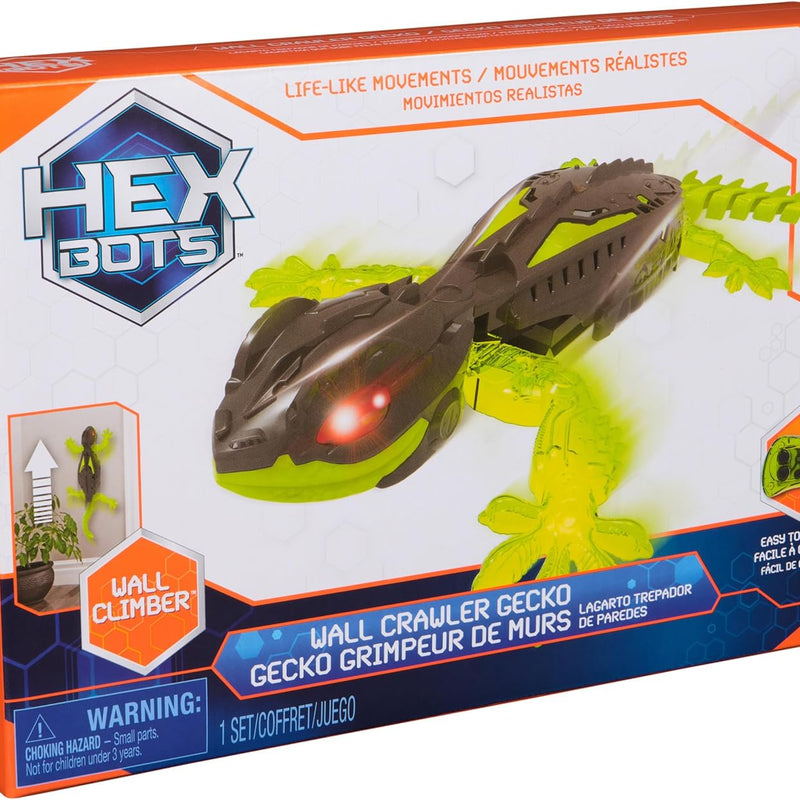 Official HEX BOTS Wall Crawler Gecko with rechargeable remote control and realistic gecko design for kids