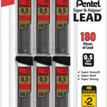 Pentel Super Hi-Polymer Refills, 0.7 mm Medium, HB, 180 Pieces of Lead (C27BPHB6)