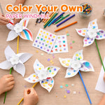 4E's Novelty 24 Pack DIY Pinwheels Craft for Kids, Bulk Summer Pinwheel Craft Kit, Color Your Own Paper Windmill Patriotic Pinwheels for Kids Bulk 4th ofJuly Craft for Kids Art Games