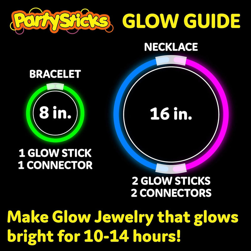 PartySticks Glow Sticks 100pk - 8 Inch Waterproof Glow in the Dark Light Up Sticks - Kid-Safe and Non-Toxic